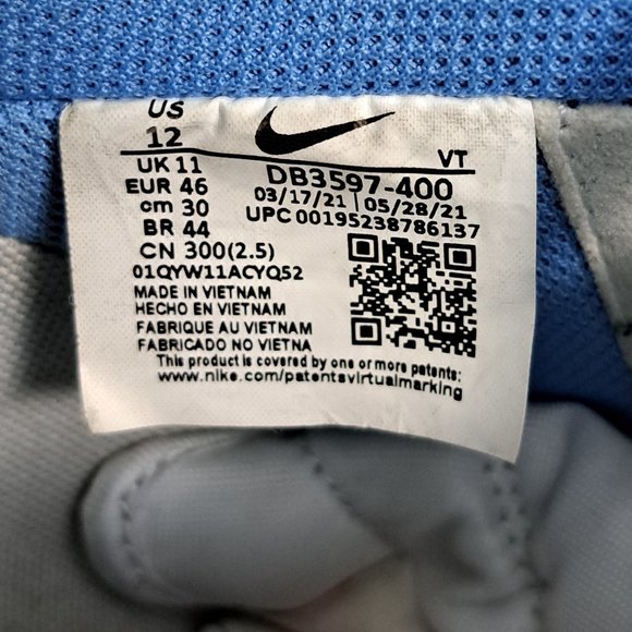 %Nike Air Force 1 ‘07 LV8 University Blue White Mens 12  A 23 - Picture 7 of 16